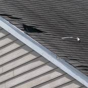 #3 Shingle tabs in various areas have been completely removed during a high wind thunderstorm.